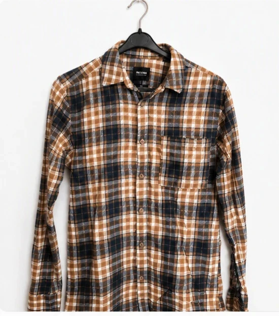 Chemise Only & Sons à carreaux jaune et noir et blanc – Coupe slim – Taille S